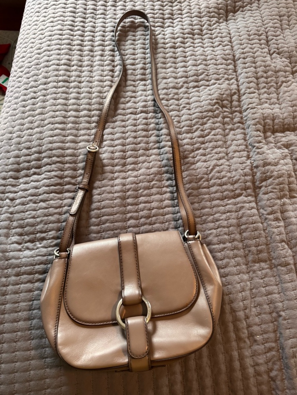 Michael Kors Leather Crossbody with Ring Accent